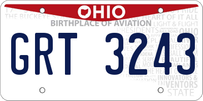 OH license plate GRT3243