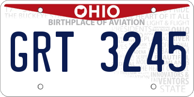 OH license plate GRT3245