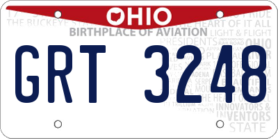 OH license plate GRT3248