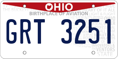 OH license plate GRT3251