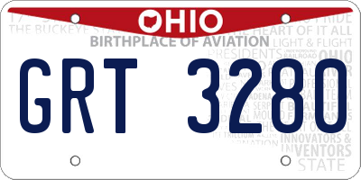 OH license plate GRT3280