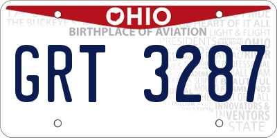 OH license plate GRT3287