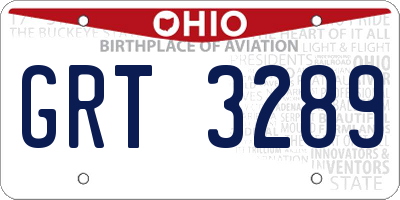 OH license plate GRT3289