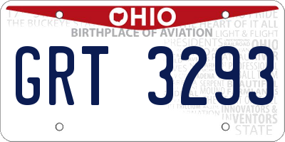 OH license plate GRT3293