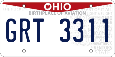 OH license plate GRT3311