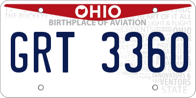 OH license plate GRT3360