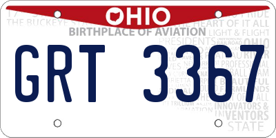 OH license plate GRT3367