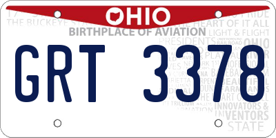 OH license plate GRT3378