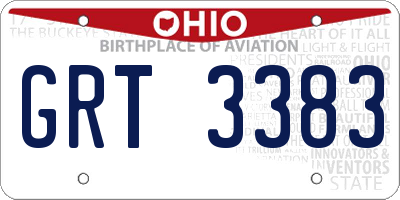 OH license plate GRT3383