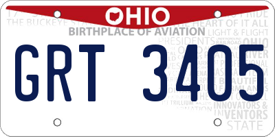 OH license plate GRT3405