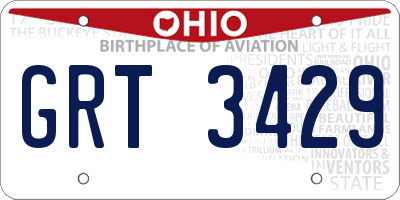OH license plate GRT3429