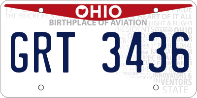 OH license plate GRT3436