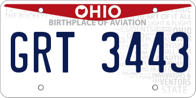 OH license plate GRT3443