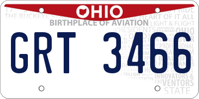 OH license plate GRT3466