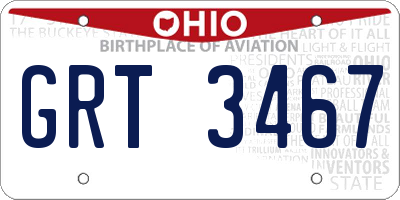 OH license plate GRT3467