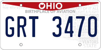 OH license plate GRT3470