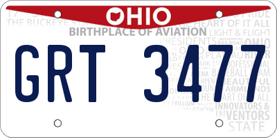 OH license plate GRT3477