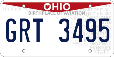 OH license plate GRT3495