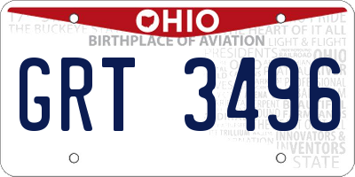 OH license plate GRT3496