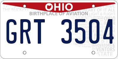 OH license plate GRT3504