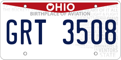 OH license plate GRT3508