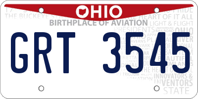 OH license plate GRT3545