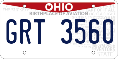 OH license plate GRT3560