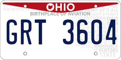 OH license plate GRT3604