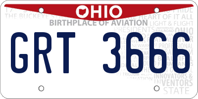 OH license plate GRT3666