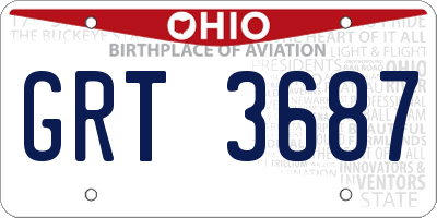 OH license plate GRT3687