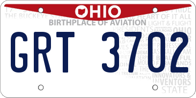 OH license plate GRT3702