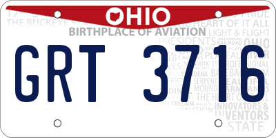 OH license plate GRT3716
