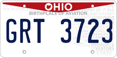 OH license plate GRT3723