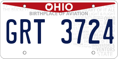 OH license plate GRT3724