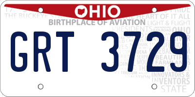 OH license plate GRT3729