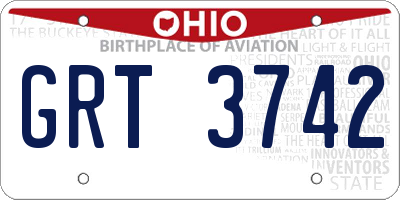 OH license plate GRT3742