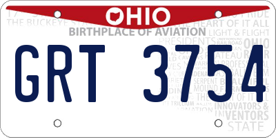 OH license plate GRT3754