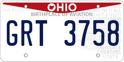 OH license plate GRT3758
