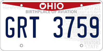 OH license plate GRT3759