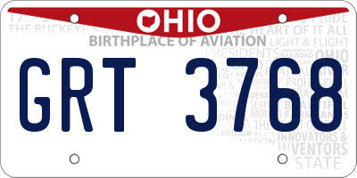 OH license plate GRT3768
