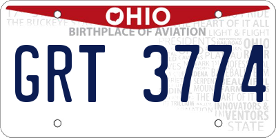 OH license plate GRT3774