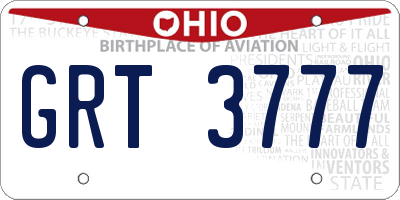 OH license plate GRT3777