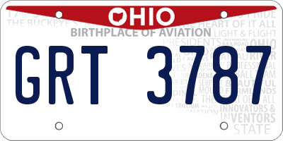 OH license plate GRT3787