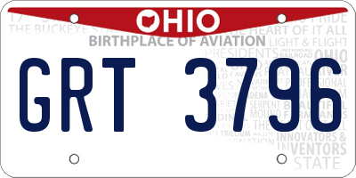 OH license plate GRT3796