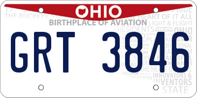 OH license plate GRT3846