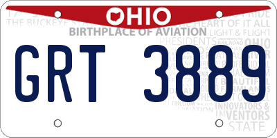 OH license plate GRT3889