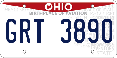 OH license plate GRT3890