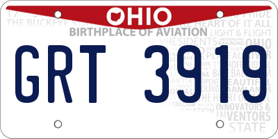 OH license plate GRT3919