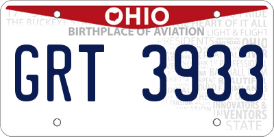 OH license plate GRT3933