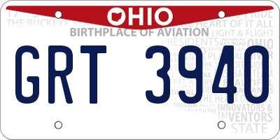 OH license plate GRT3940